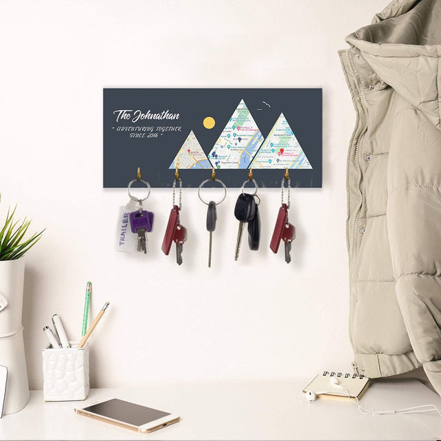 Custom Travel Map, Personalized Map Print, Key Hook