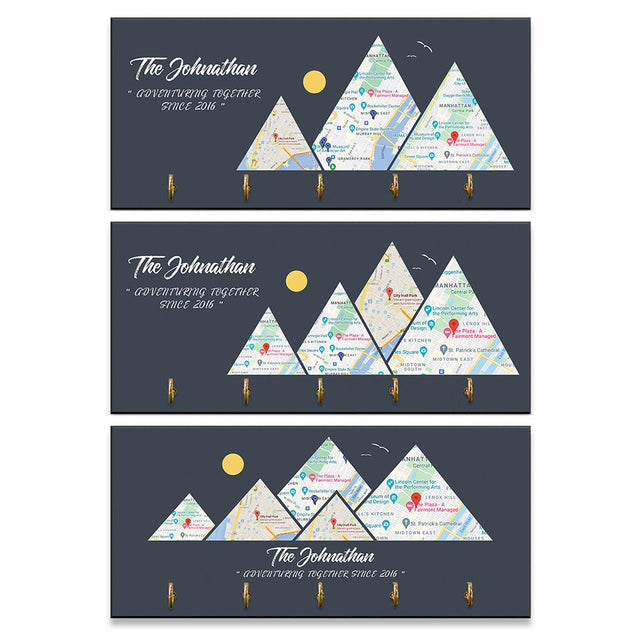 Custom Travel Map, Personalized Map Print, Key Hook