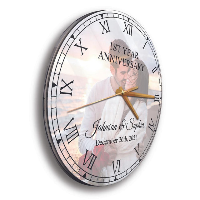 Custom Wall Clock, Custom Photo, Personalized Name And Text, Gift For Anniversary