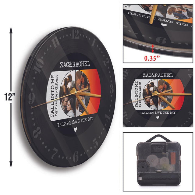 Custom Wall Clock, Personalized Name And Photo, 4 Photos