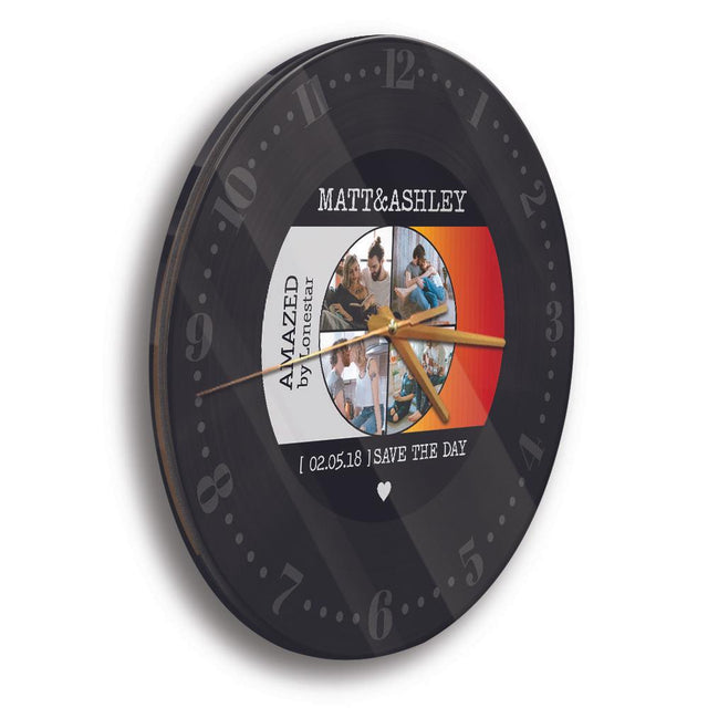 Custom Wall Clock, Personalized Name And Photo, 4 Photos