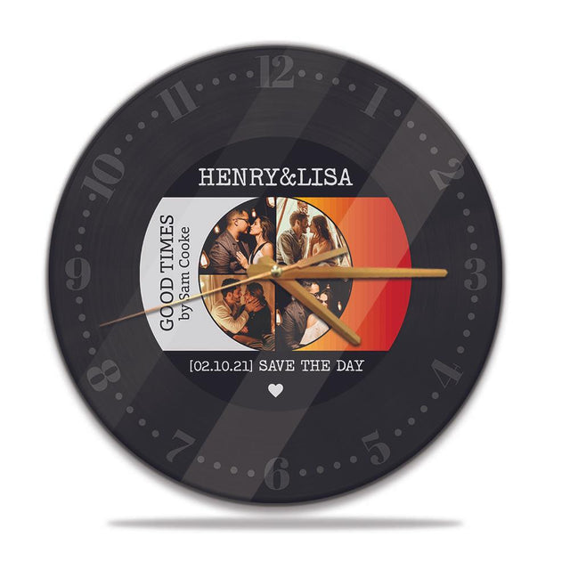 Custom Wall Clock, Personalized Name And Photo, 4 Photos