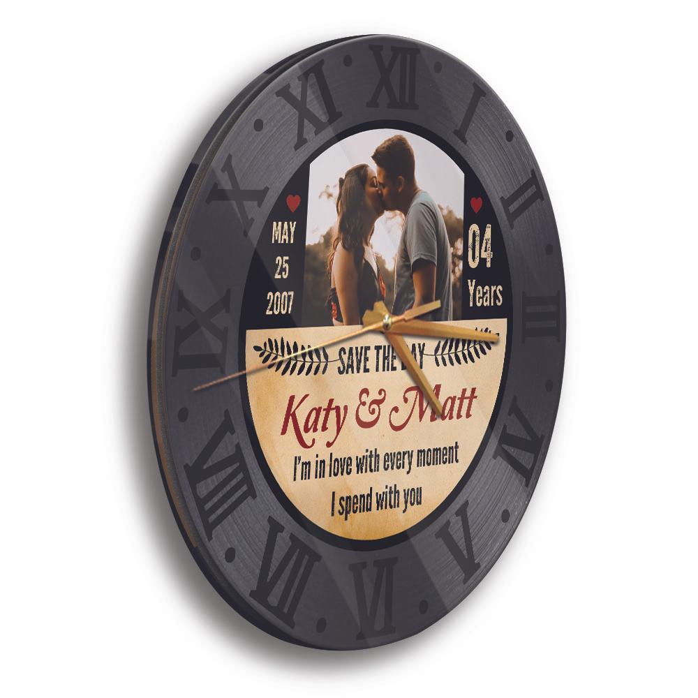 Custom Wall Clock, Personalized Name And Photo, Anniversary By Years