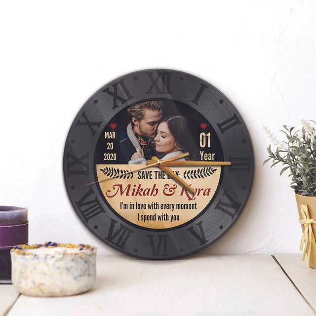Custom Wall Clock, Personalized Name And Photo, Anniversary By Years