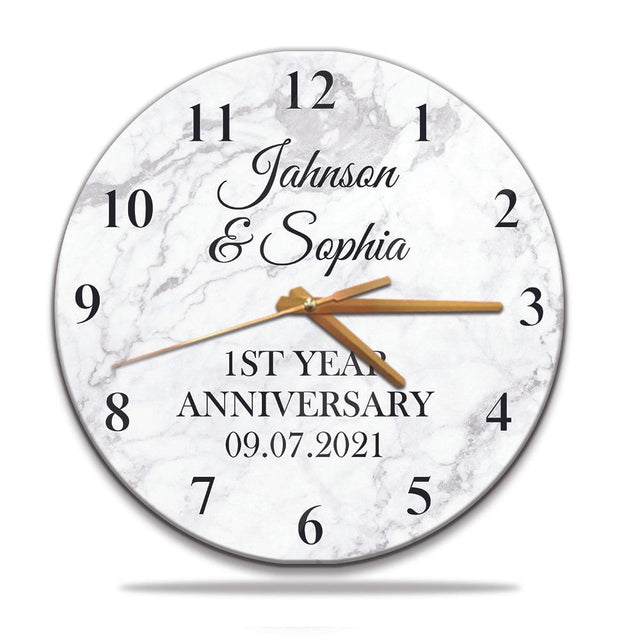 Custom Wall Clock, Personalized Name And Text, Gift For Anniversary