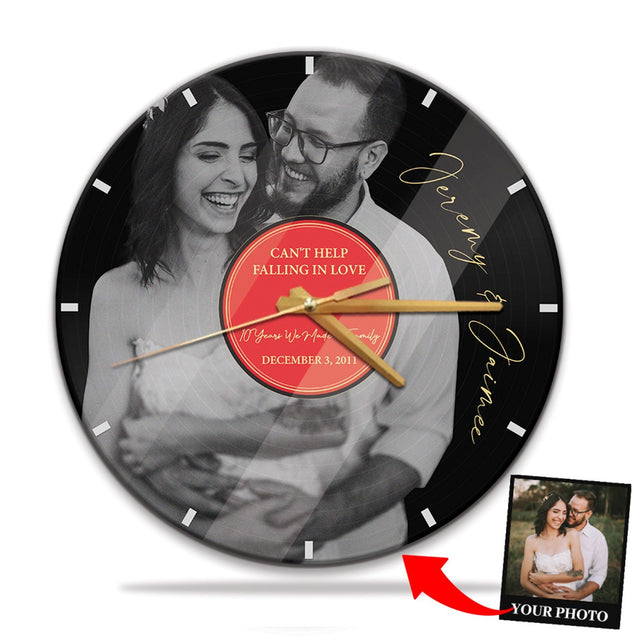 Custom Wall Clock, Personalized Photo, Black & White Style