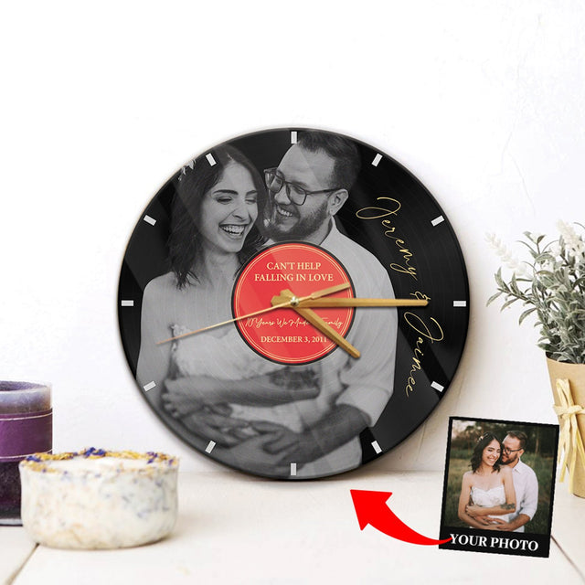 Custom Wall Clock, Personalized Photo, Black & White Style