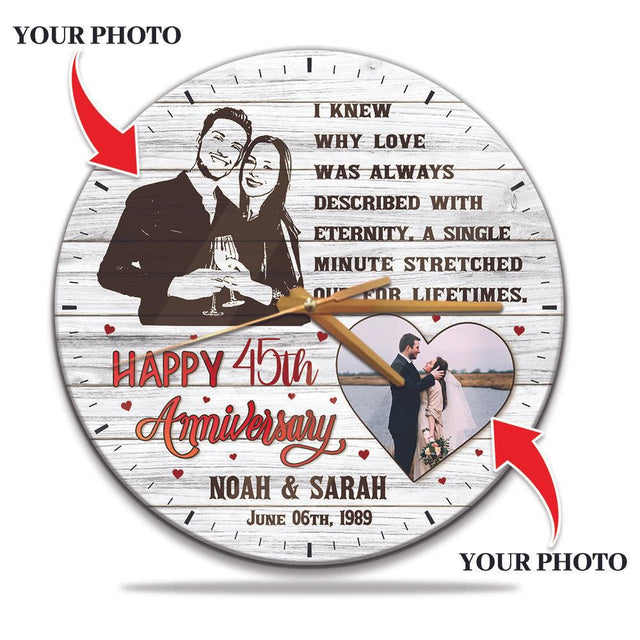 Custom Wall Clock, Personalized Photo, Custom Name, Anniversary By Year