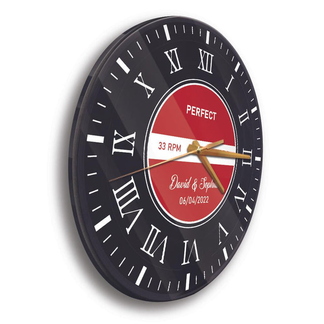Custom Wall Clock, Vinyl Record, Personalized Name And Text