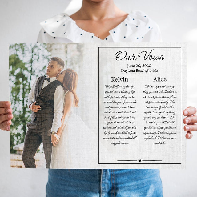Custom Wedding Canvas, Our Vows and Wedding Photo