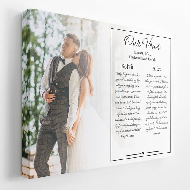 Custom Wedding Canvas, Our Vows and Wedding Photo