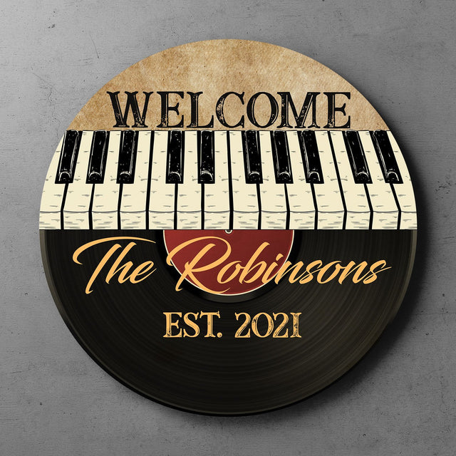 Custom Welcome Sign, Personalized Family Name And Text Round Wood Sign