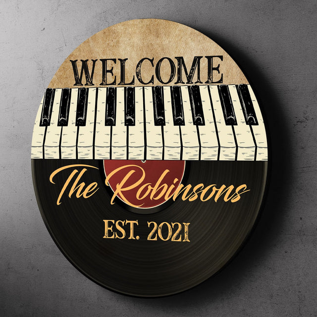 Custom Welcome Sign, Personalized Family Name And Text Round Wood Sign