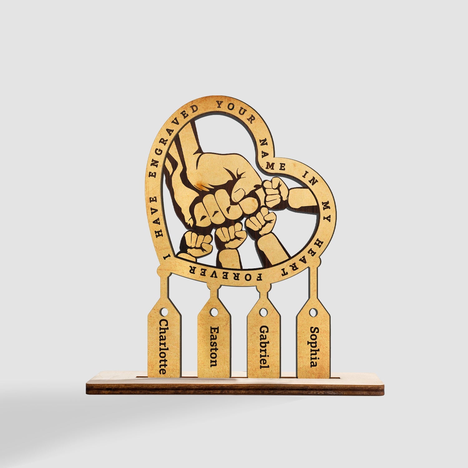 Custom Wooden Plaque 3 Layers, Personalized Name, Hand Punch Together Shape