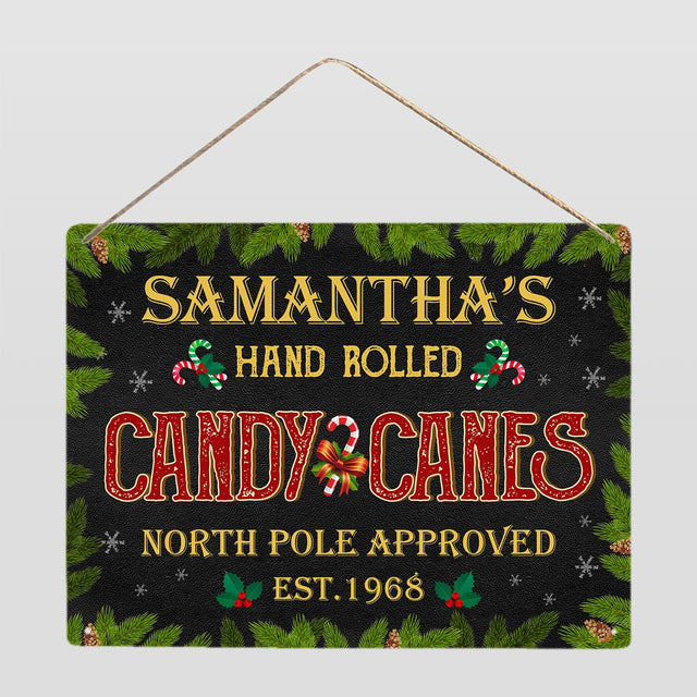 Customized Christmas Sign, Christmas Candy Cane, Personalized Family Name