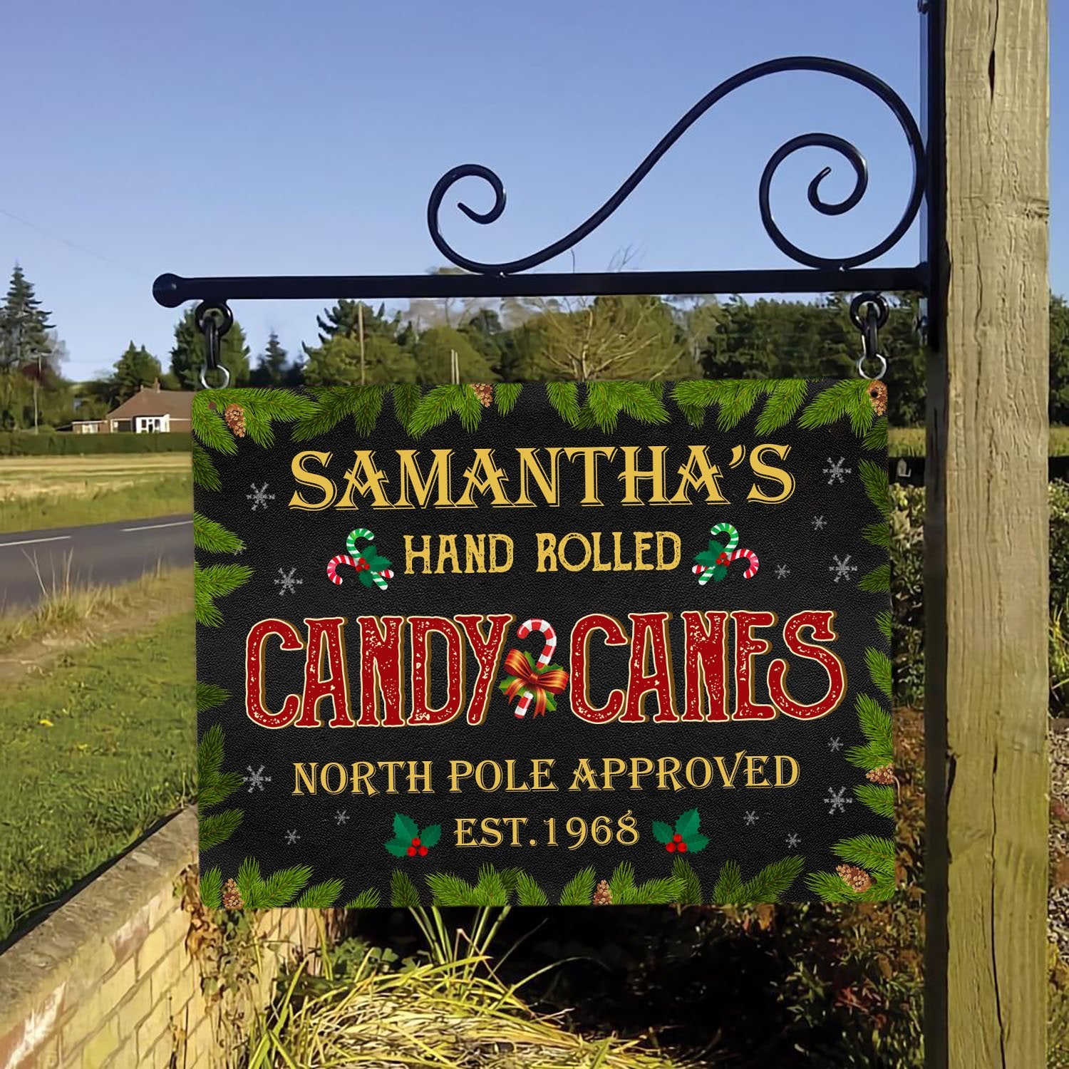 Customized Christmas Sign, Christmas Candy Cane, Personalized Family Name