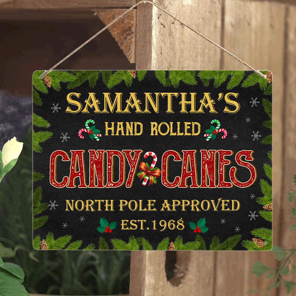 Customized Christmas Sign, Christmas Candy Cane, Personalized Family Name