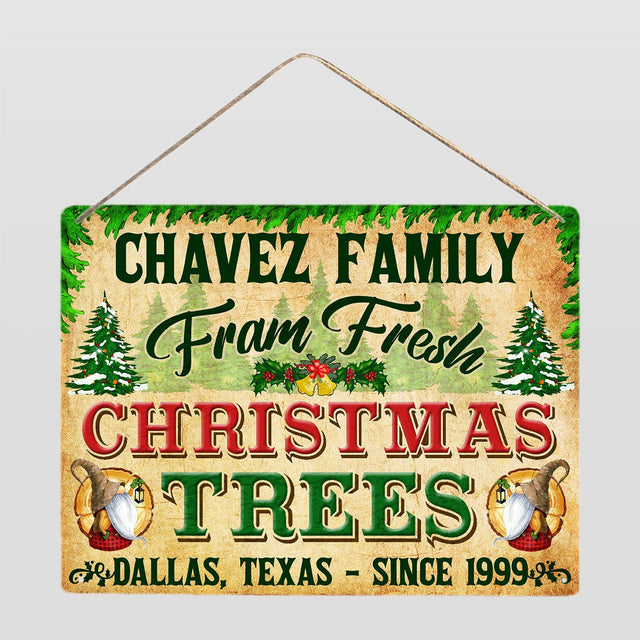 Customized Christmas Sign, Christmas Tree Farm Sign Farm Fresh, Personalized Family Name
