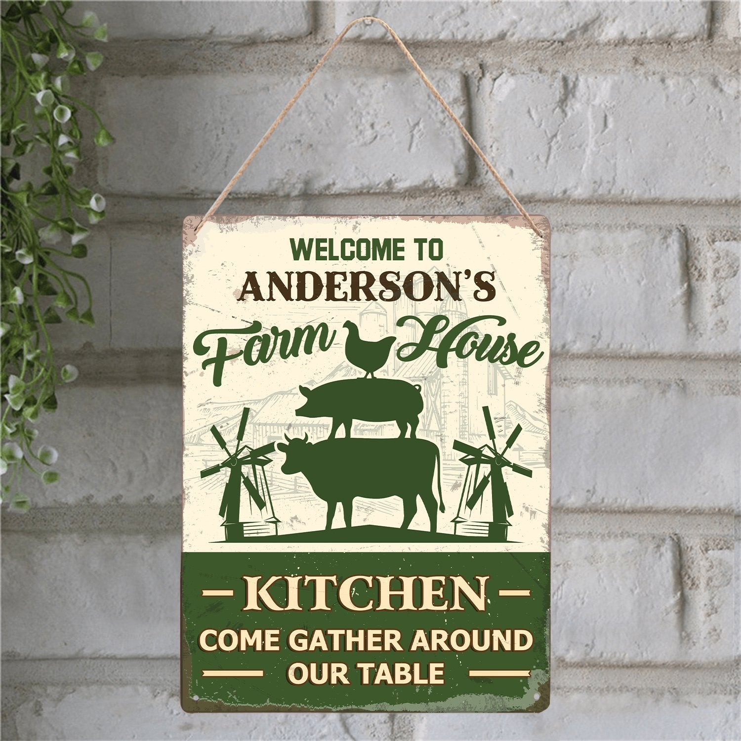 Customized Farm Sign, Farm And House Kitchen Come Gather Around Our Table