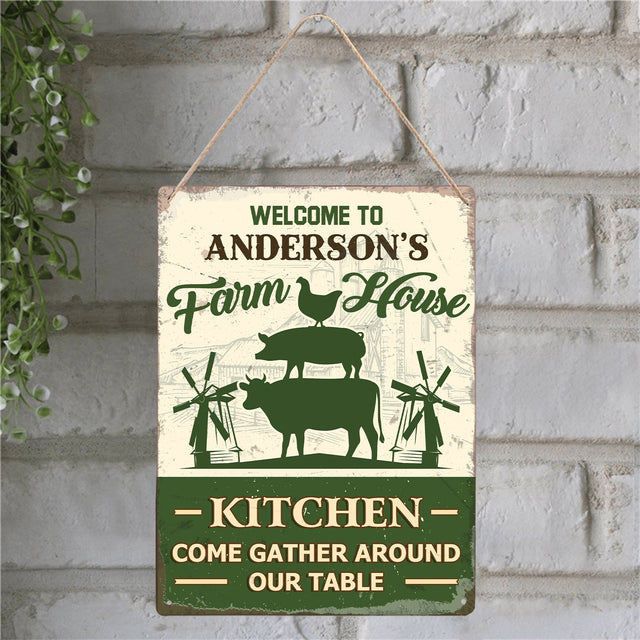 Customized Farm Sign, Farm And House Kitchen Come Gather Around Our Table