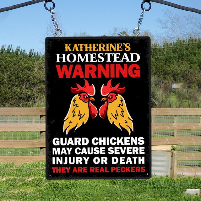 Customized Farm Sign, Homestead Warning Guard Chickens