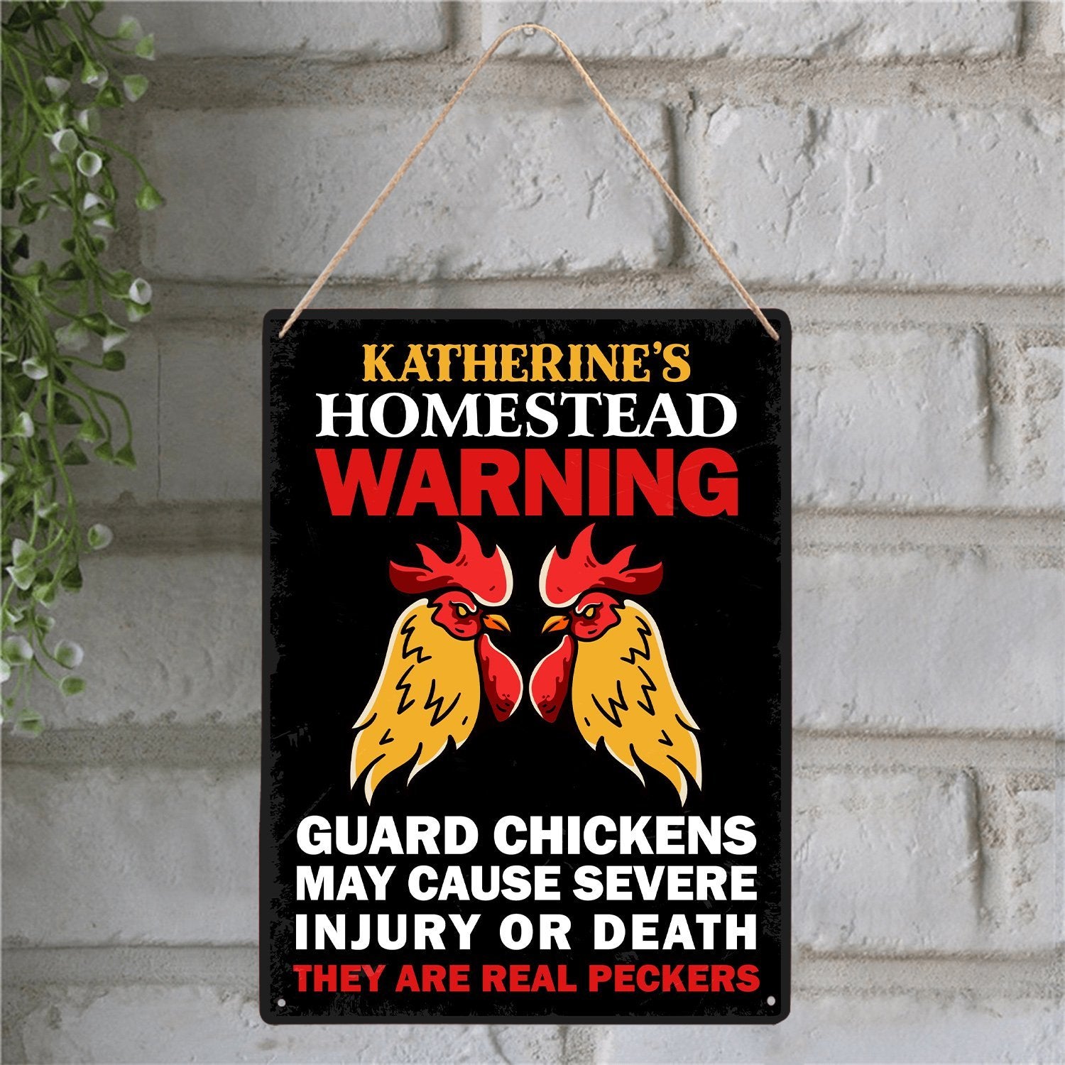 Customized Farm Sign, Homestead Warning Guard Chickens