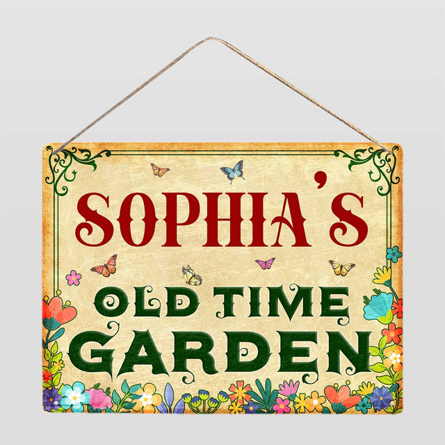 Customized Garden Sign, Personalized Name, Old Time Garden