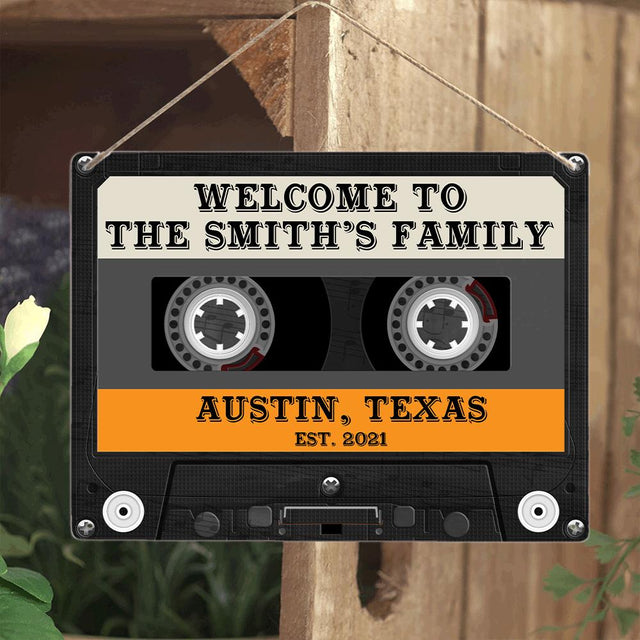 Customized House Sign, Black Cassette Tape