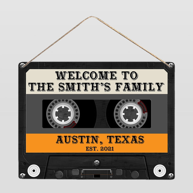Customized House Sign, Black Cassette Tape