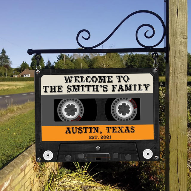 Customized House Sign, Black Cassette Tape