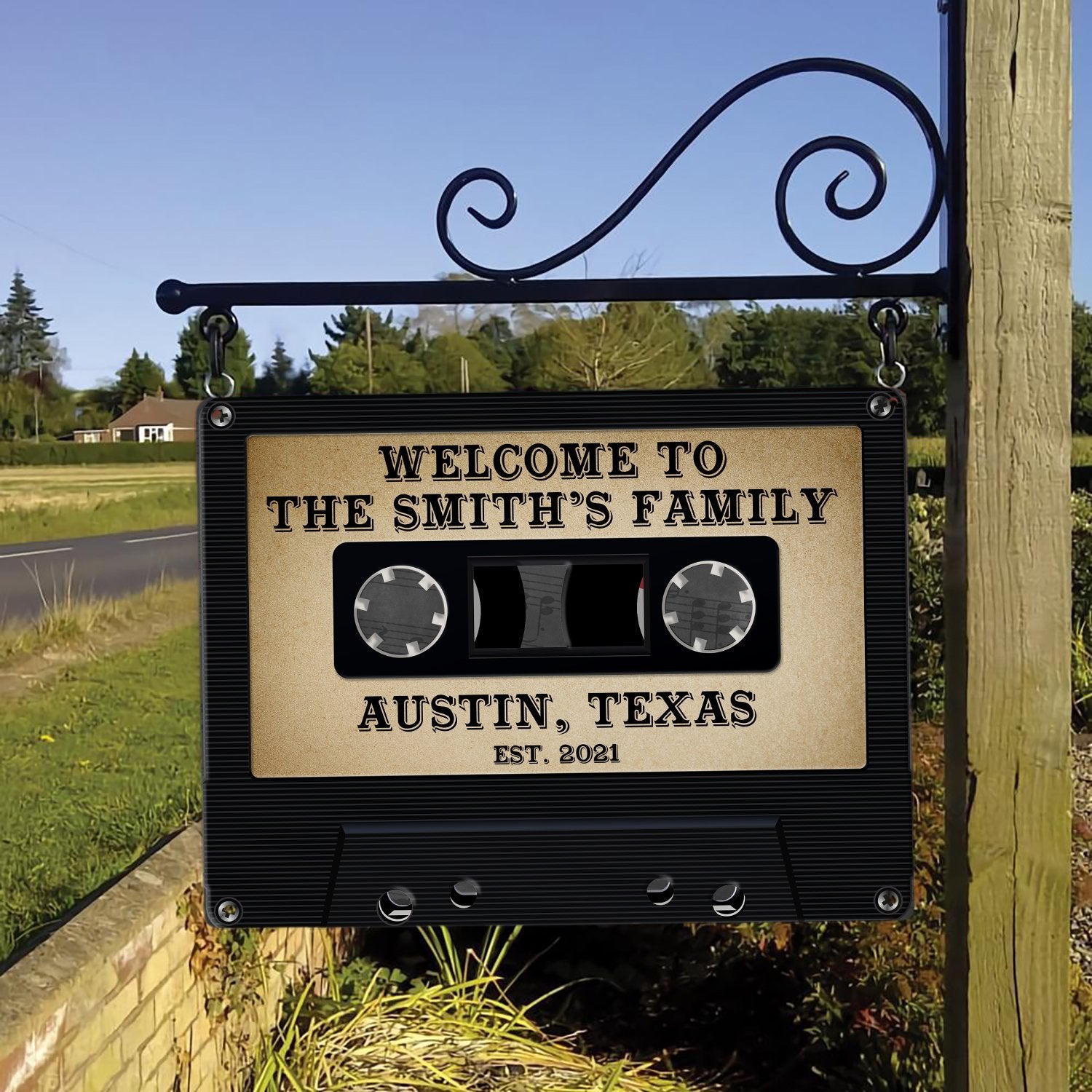 Customized House Sign, Cassette, Personalized Family Name