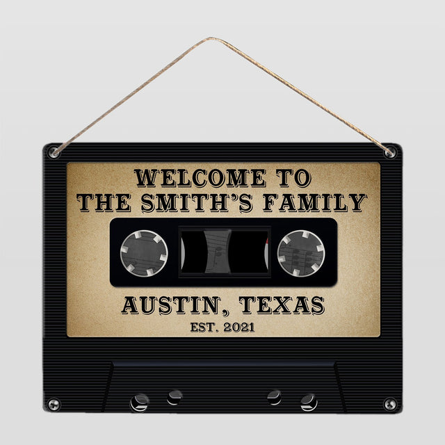 Customized House Sign, Cassette, Personalized Family Name