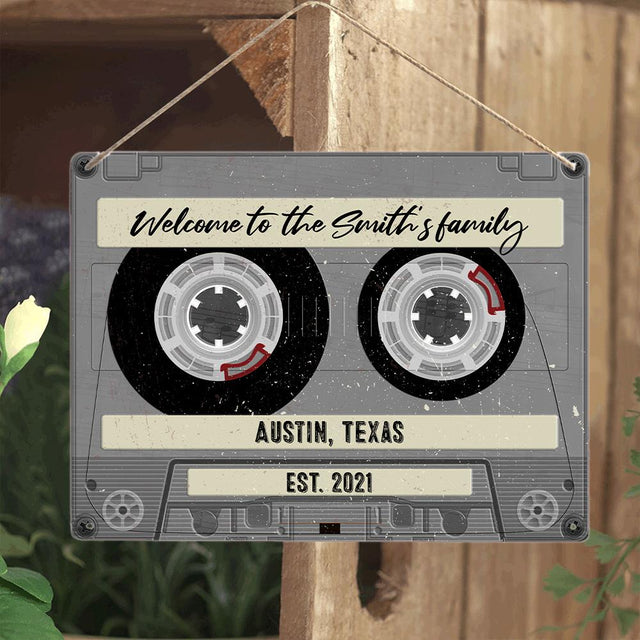 Customized House Sign, Cassette Tape, Personalized Family Name