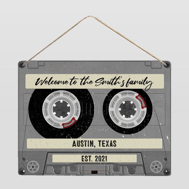 Customized House Sign, Cassette Tape, Personalized Family Name