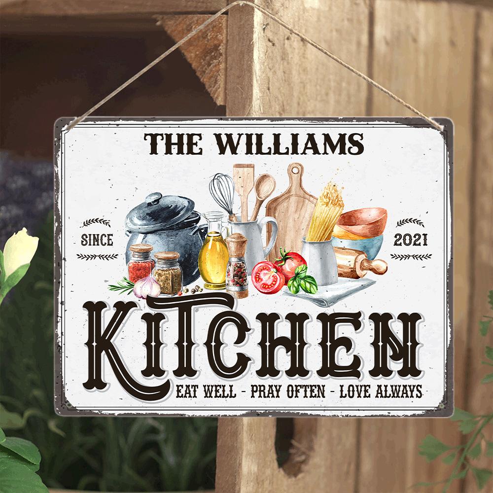 Customized House Sign, Kitchen Eat Well Pray Often Love Always