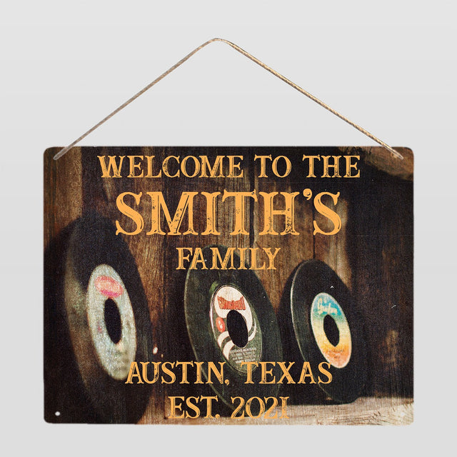 Customized House Sign, Vinyl Record, Personalized Family Name