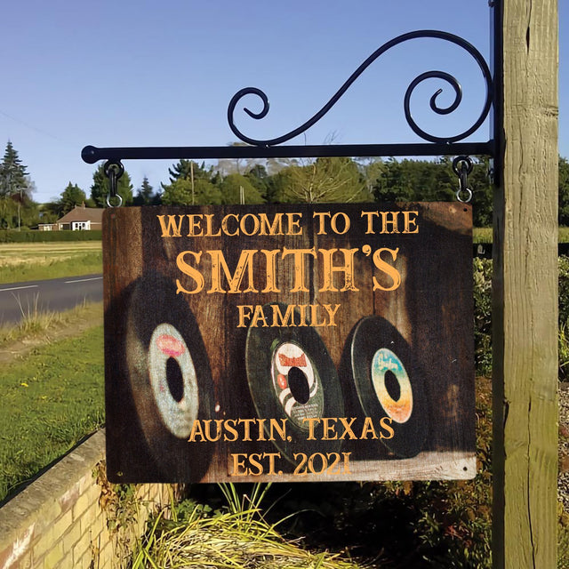Customized House Sign, Vinyl Record, Personalized Family Name