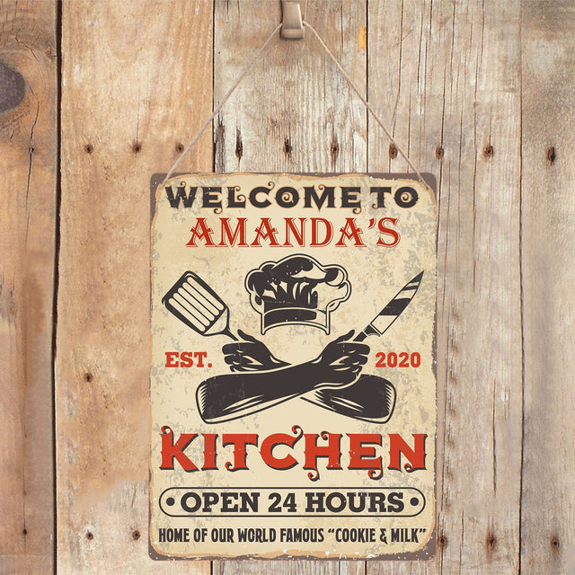 Customized Kitchen Sign, Welcome To Kitchen Open 24 Hours
