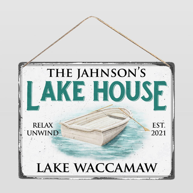 Customized Lake House Sign, Relax Unwind