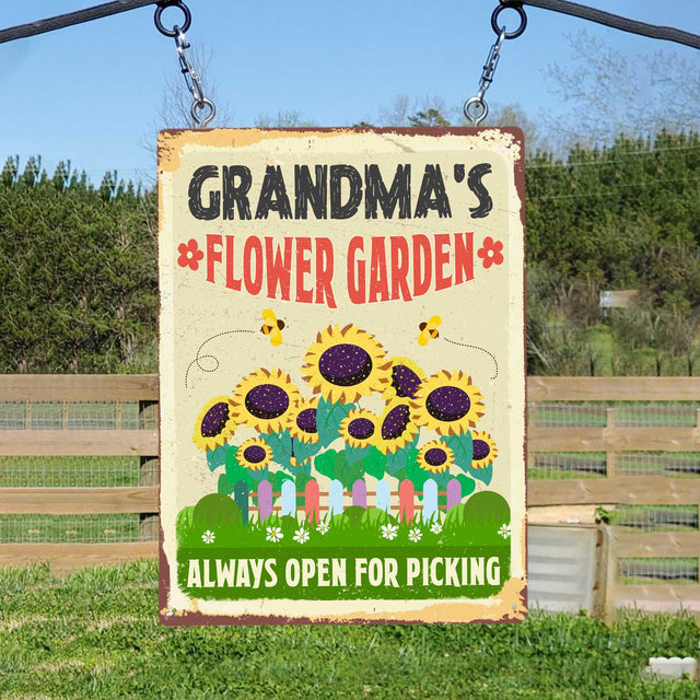 Customized Metal Sign, Flower Garden Always Open For Picking