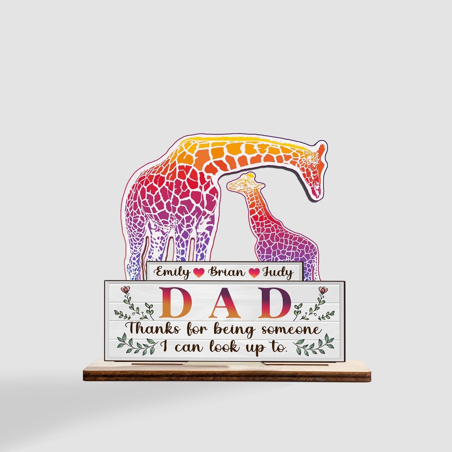 Cute Baby Giraffe, Personalized Name, Wooden Plaque 3 Layers