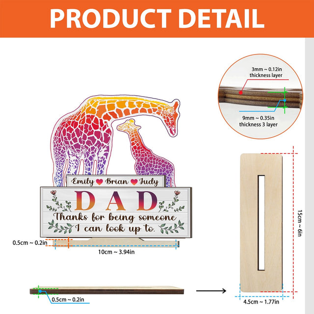 Cute Baby Giraffe, Personalized Name, Wooden Plaque 3 Layers