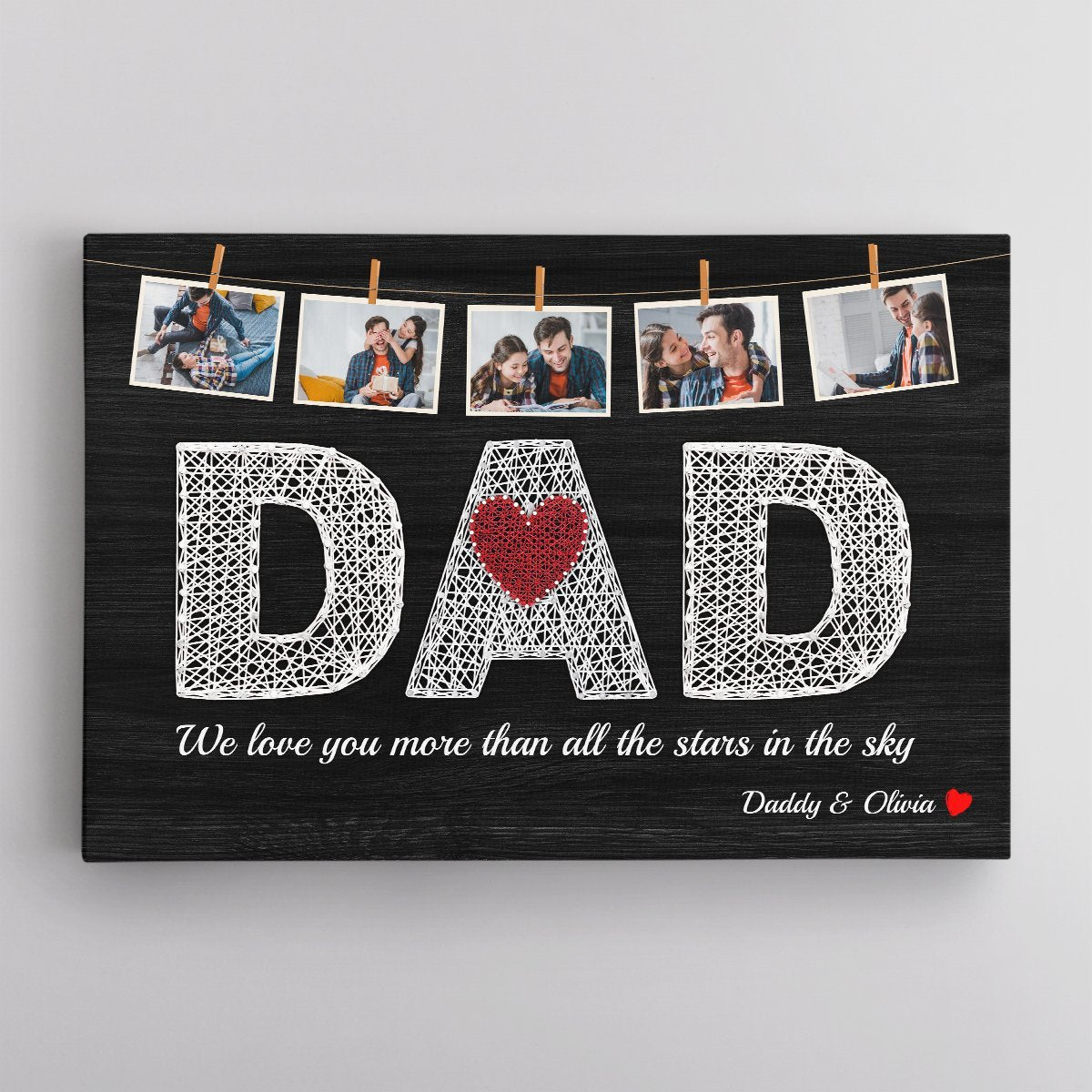 Dad, Custom Photo, 5 Pictures Canvas Wall Art