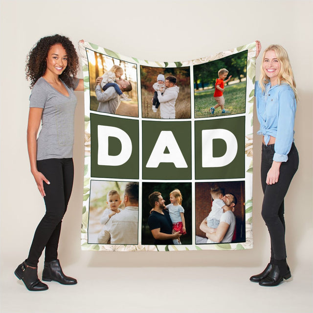 Dad Custom Photo Collage, 6 Pictures Blanket