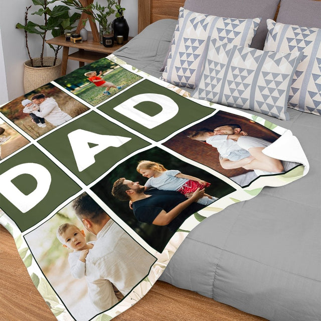 Dad Custom Photo Collage, 6 Pictures Blanket