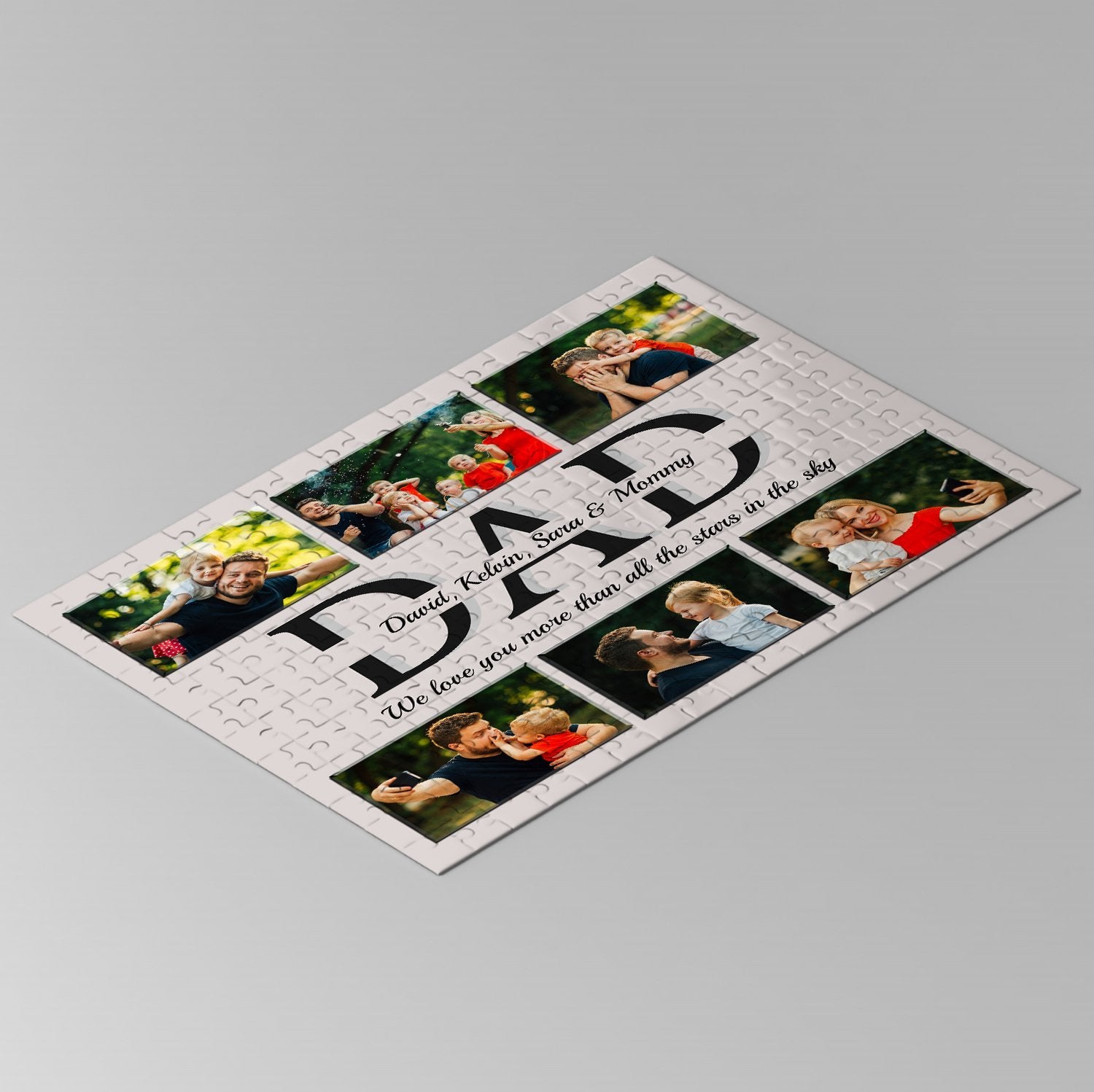 Dad, Custom Photo Collage, Personalized Name And Text Jigsaw Puzzles