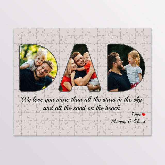 Dad, Custom Photo Collage, Personalized Name And Text Jigsaw Puzzles