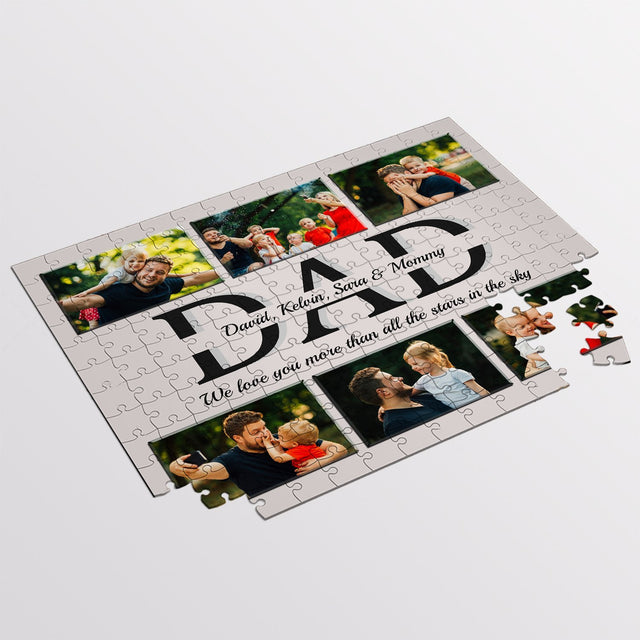 Dad, Custom Photo Collage, Personalized Name And Text Jigsaw Puzzles