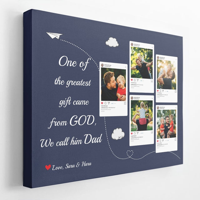 Dad Custom Photo Funny Post - Personalized Blue Whale Background Canvas