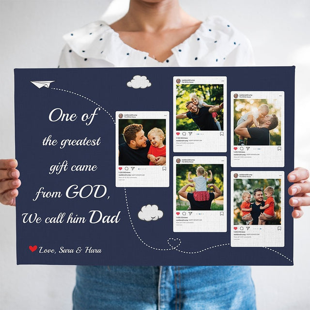 Dad Custom Photo Funny Post - Personalized Blue Whale Background Canvas